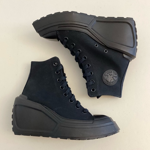 Converse 6 NWOT Chuck Taylor 70 De Luxe Wedge Hi Women’s Black Sneakers Shoes - Picture 12 of 16